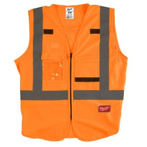Светлоотразителна жилетка Milwaukee Hi-Visibility с 10 джоба, оранжева, размер S/M, клас 2, 4932471892