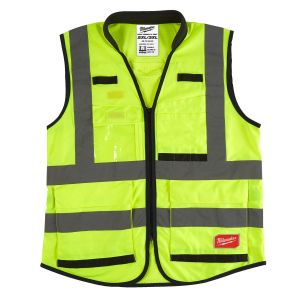 Светлоотразителна жилетка Milwaukee Premium Hi-Visibility с 15 джоба, жълта, размер 2XL/3XL, клас 2, 4932471897