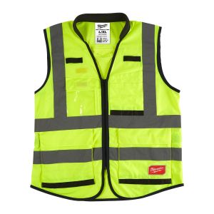 Светлоотразителна жилетка Milwaukee Premium Hi-Visibility с 15 джоба, жълта, размер L/XL, клас 2, 4932471896