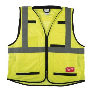 Светлоотразителна жилетка Milwaukee Premium Hi-Visibility с 15 джоба, жълта, размер S/M, клас 2, 4932471895