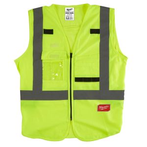 Светлоотразителна жилетка Milwaukee Hi-Visibility с 10 джоба, жълта, размер 2XL/3XL, клас 2, 4932471891