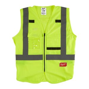 Светлоотразителна жилетка Milwaukee Hi-Visibility с 10 джоба, жълта, размер L/XL, клас 2, 4932471890