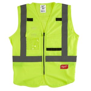 Светлоотразителна жилетка Milwaukee Hi-Visibility с 10 джоба, жълта, размер S/M, клас 2, 4932471889