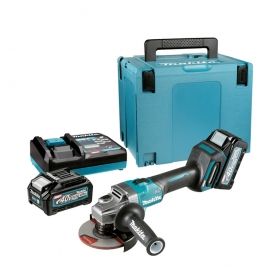 Ъглошлайф акумулаторен Makita, GA008GM201 с батерии, зарядно и куфар, 125 мм, 8500 об./мин, Li-Ion, 4.0 Ah, 40 V