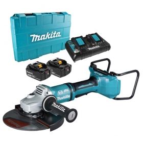 Ъглошлайф акумулаторен Makita, DGA900PT2 с батерии, зарядно и куфар ,ф 230 мм, 2х18 V, 5 Ah, 6000 об./мин