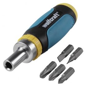Wolfcraft 1237000 Отвертка държач магнитна с тресчотка комплект с 5 бр. битове 1/4"x116 мм