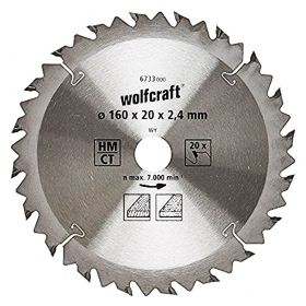 Wolfcraft 6733000 Диск метален HM за рязане на дърво 160x20x2.4 мм, 20 z
