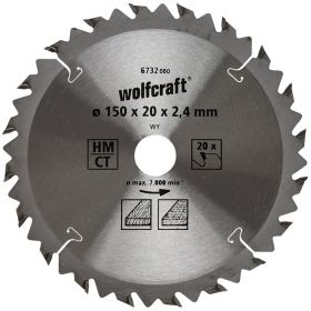 Wolfcraft 6732000 Диск метален с HM за фино рязане на дърво 150x20x2.4 мм, 20 z