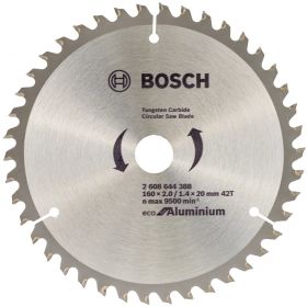 Циркулярен диск Bosch метален HM за рязане на алуминий 160x20x2 мм, 42 z, Eco for Aluminium