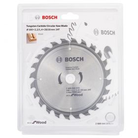 Циркулярен диск Bosch метален HM за рязане на дърво  160x20x2.2 мм, 24 z, Eco for Wood