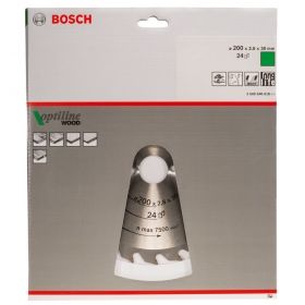 Циркулярен диск Bosch метален HM за рязане на дърво  200x30x2.8 мм, 24 z, Optiline Wood