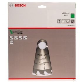 Циркулярен диск Bosch метален HM за рязане на дърво  230x30x2.8 мм, 24 z, Optiline Wood