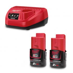 Батерия Milwaukee M12 NRG-202 Li-Ion комплект със зарядно устройство 12 V, 2 Ah, 2 бр
