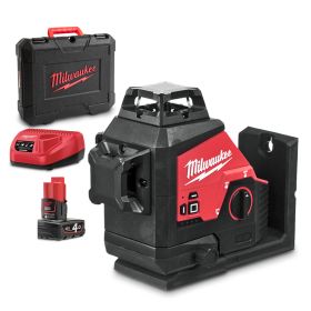 Нивелир Milwaukee M12 3PL-401C лазерен линеен с 3 лъча 38 м, 0.3 мм/м 
