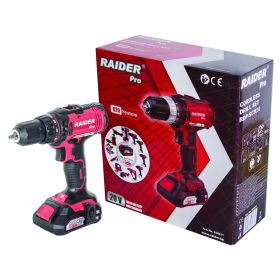 Акумулаторен винтоверт Raider RDP-SCD20 с 1 батерия и зарядно, 20 V, 1.5 Ah, 44 Nm, 1.5-13 мм