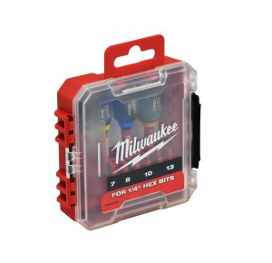 Накрайници Milwaukee Shockwave 4932492445 вътрешен 6-стен магнитни HEX 7, HEX 8, HEX 10, HEX 13, 1/4", 65 мм, 4 бр.