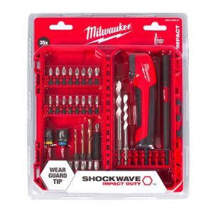 Комплект ъглова приставка за винтоверт и ударни накрайници Milwaukee Shockwave 4932493653 38 части 1/4" 