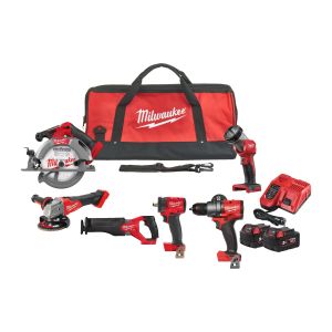 Комплект акумулаторни инструменти Milwaukee M18 FPP6H3-502B, M18 FPD3, M18 FSAG125X, M18 FCS552, M18 FSZ, M18 FIW2F12, M18 TLED, 18 V, 5.0 Ah  