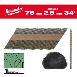  Гвоздеи/пирони за такер Milwaukee 4932492602 2.8x75mm, 2200 бр., 34°