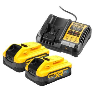 Комплект акумулаторни батерии със зарядно DeWALT DCB1104H2 , 18 V, 2 x 5.0 Ah, PowerStack