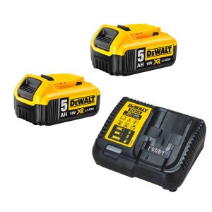 Комплект акумулаторни батерии със зарядно DeWALT DCB1104P2, 18 V, 2 x 5.0 Ah
