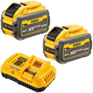 Комплект акумулаторни батерии със зарядно DeWALT DCB118X2, 2 x 9.0 Ah, Flexvolt