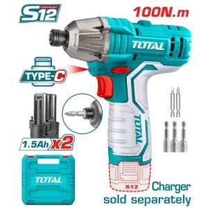 Акумулаторен ударен винтоверт TOTAL TIRLI12015 с батерии , 12 V, 1.5 Ah, USB-C, 100 Nm
