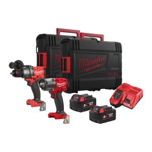 Комплект акумулаторни инструменти Milwaukee M18 FPP2F3-502XEU с батерия и зарядно, 18 V, 5.0 Ah, 2 инструмента