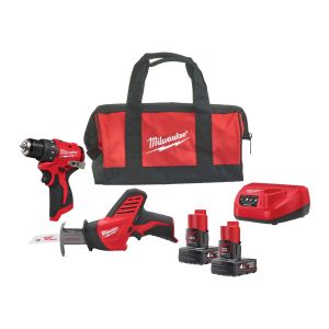 Комплект акумулаторни инструменти Milwaukee M12 BLPP2A-402B с батерия и зарядно, 12 V, 4.0 Ah, 2 инструмента